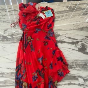 Cece womens red floral dress, size 14